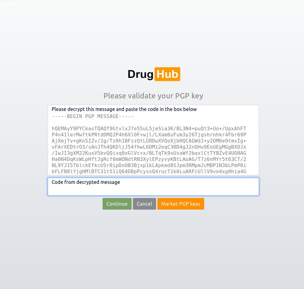 Encrypted message verification interface showing decryption challenge